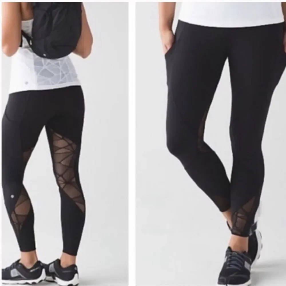 Rare LULULEMON Goal Crusher Black Leggings Size 4